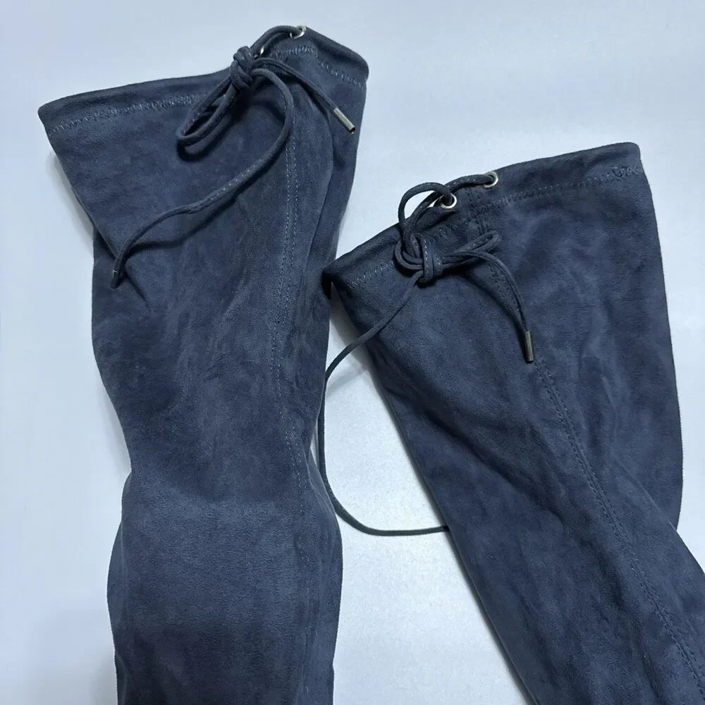 Cape Robbins Chunky Heel Over The Knee Boots Stretchy Suede Womens US 8.5M